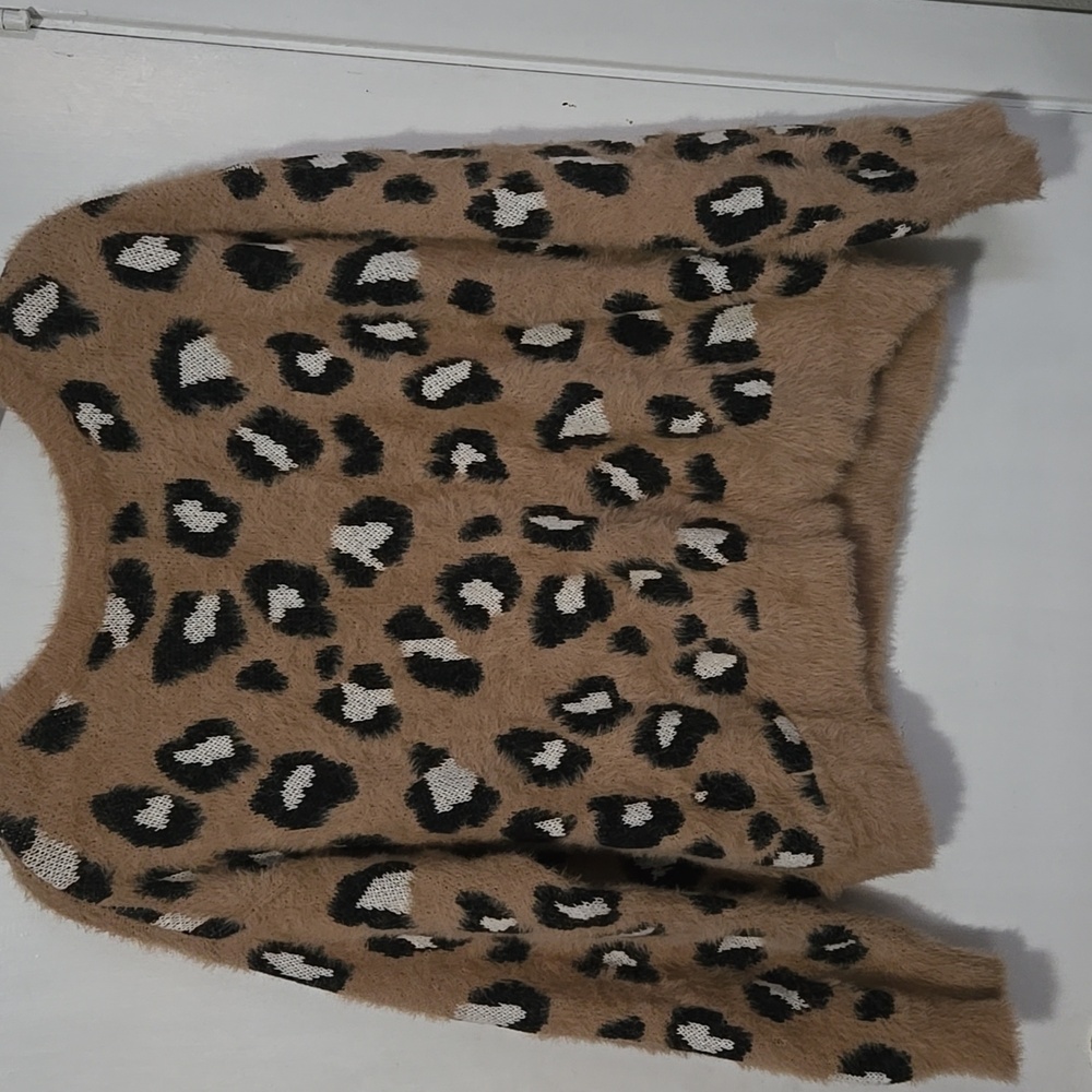 Express Tan and Black Leopard Print Sweater Sz L